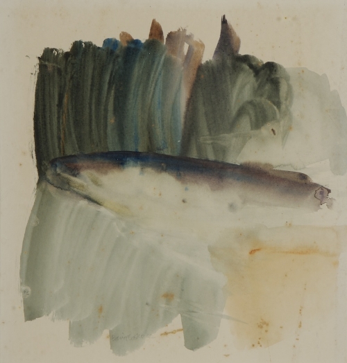 BARRIE COOKE RHA (B.1931)
Salmon
Watercolour, 29 x 28cm, (11.3 x 11")
Signed and dated '62