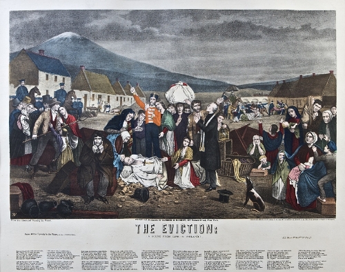 The Eviction. Published in 1871 by Robinson and Mooney N.Y.A scene from life in Ireland in fine