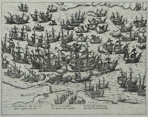 ENGLISH SCHOOL, 16TH CENTURY
A View of the Spanish Armada
Engraving, 23 x 18cm

Provenance: The