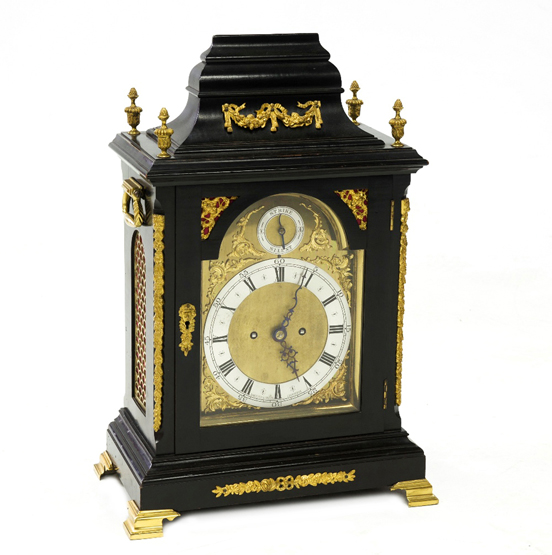 A GEORGE III STYLE EBONISED BRACKET CLOCK, circa 1900, retailed by Hamilton & Inches, Edinburgh, the