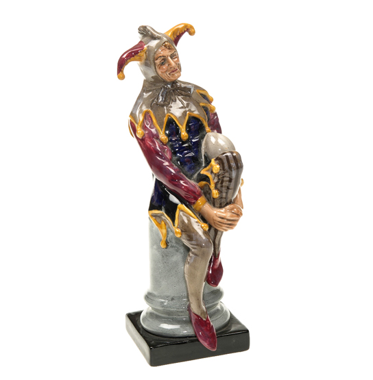A ROYAL DOULTON FIGURE OF A JESTER, HN 2016 (first version). 25cm. See inside front cover for