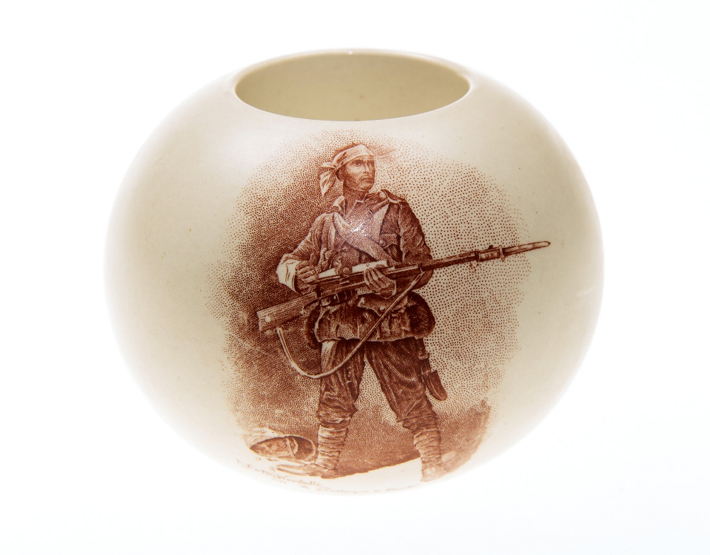 A MACINTYRE & Co. POTTERY MATCH STRIKER, one side printed with “A Gentleman In Kharki (sic)”,