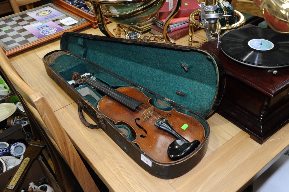 A cased two piece violin
