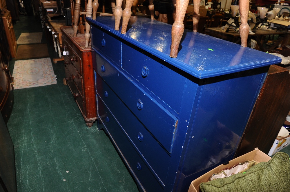 A painted pine chest of drawers