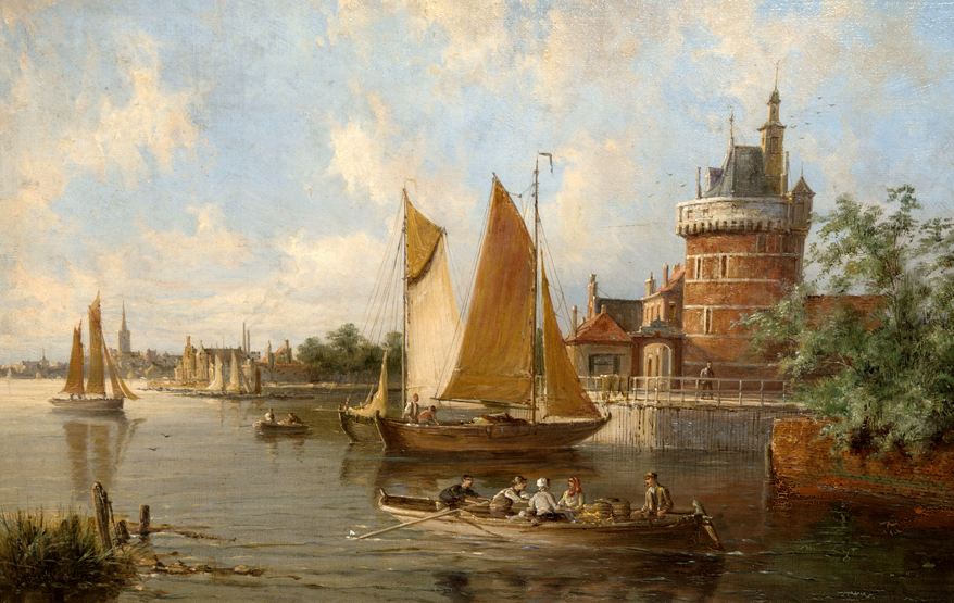 WILLIAM RAYMOND DOMMERSON (1873-1927), “THE WATCH TOWER ON THE RIVER AMSTEL, HOLLAND”, signed