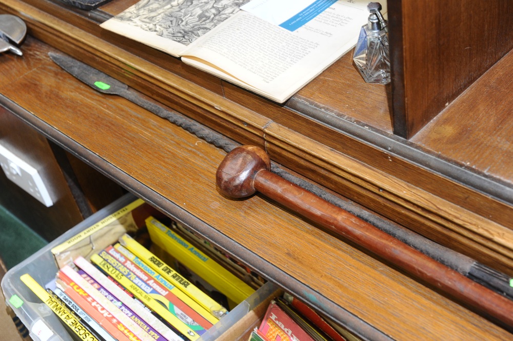 A Zulu stick of knobkerrie type tog. with a West African spear (2)