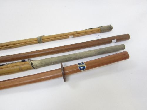 MARSHALL ARTS INTEREST:  A wooden practice sword and three other implements. (4)