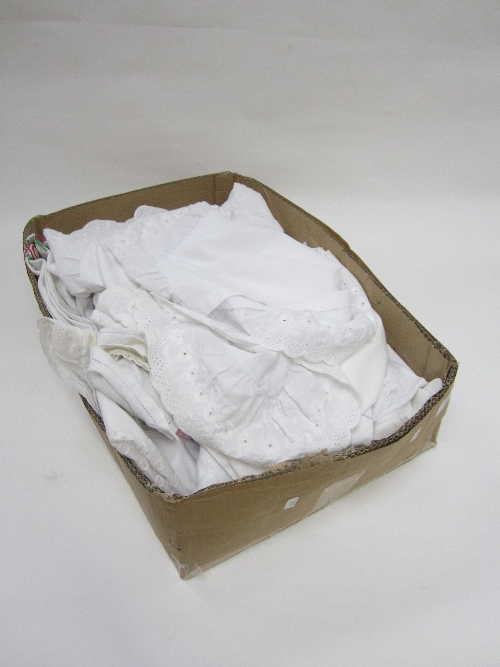 EMBROIDERED, LACE EDGED AND OTHER HOUSEHOLD LINEN (a box).