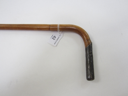 A BAMBOO WALKING STICK, white metal terminal, 91cm.