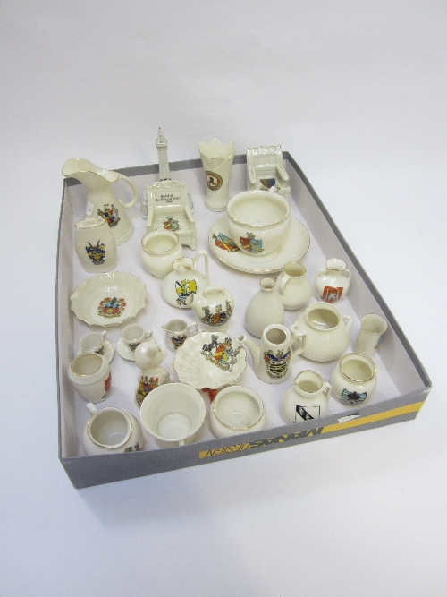 A CRESTED CHINA MODEL OF THE BLACKPOOL TOWER, 12cm. and a collection of crested china, including