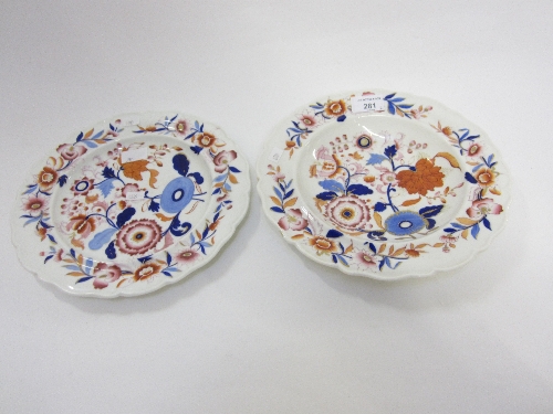 A STAFFORDSHIRE SOUP PLATE, mid 19th century, floral decoration in Imari colours, diameter 25cm. and