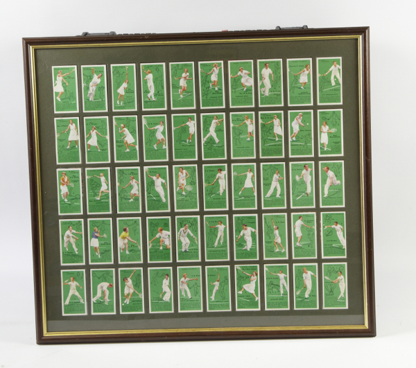 Cigarette cards sets, Players: Tennis & Copes: Dickens Characters, 1939, latter glued, framed (2)