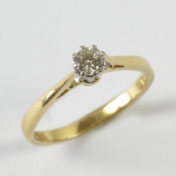 Ladies` diamond solitaire ring, comprising brilliant cut stone, approx. 0.20 carats, in white gold