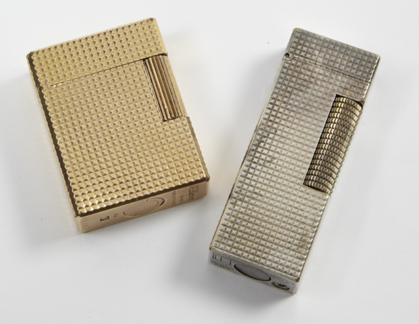 Vintage lighters, comprising a gold plated lighter by `Dupont` of Paris, stamped `G.E.247` & a