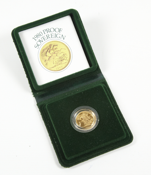EII, gold proof sovereign, 1980, FDC, cased with certificate [Issued: 81,200]