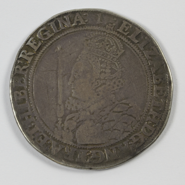 Elizabeth I, halfcrown, mm 1 (1601), three minor attempted piercings above shield to rev., otherwise