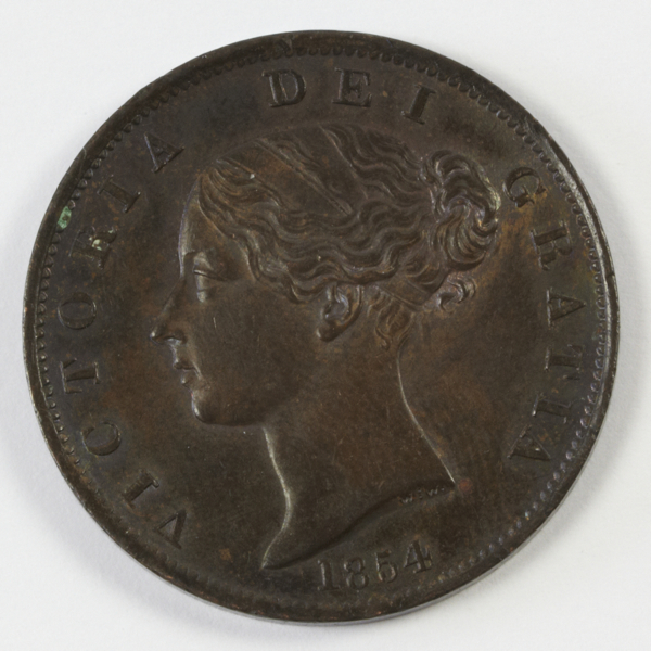 Victoria, young head, halfpenny, 1854, extremely fine