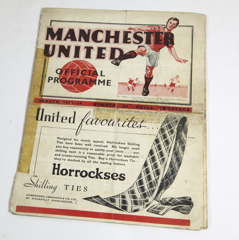 Manchester United Football Club / MUFC v Bury 1937-38 season, programme no. 24, match played at