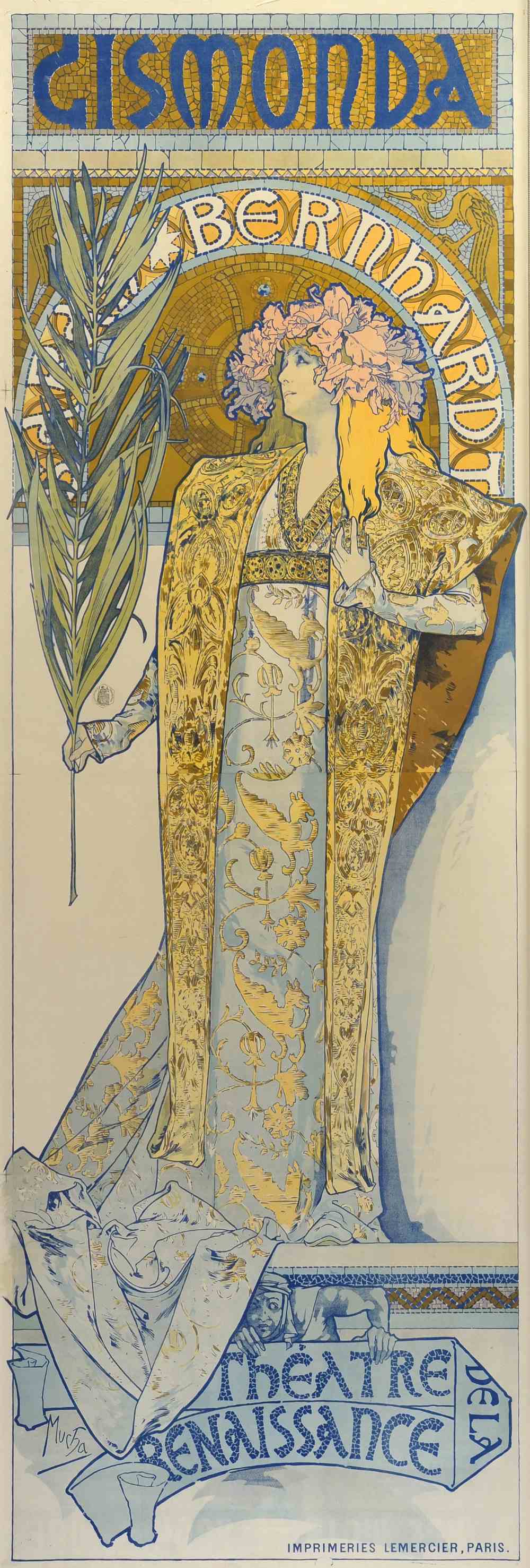 ALPHONSE MARIA MUCHA (1860-1939) Rare affiche lithographique de Sarah Bernhardt jouant le rôle de