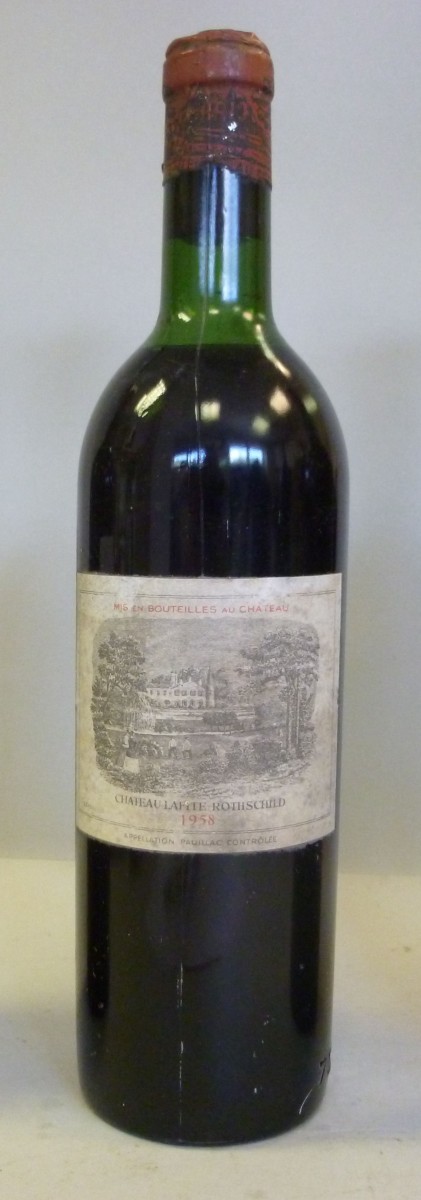 A bottle of Chateau Lafite Rothschild 1958 Pauillac