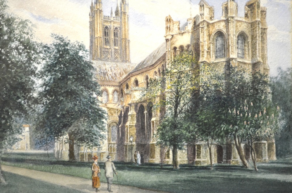 Albert H. Findley (1880-1975) - 'Canterbury Cathedral', signed and inscribed, watercolour, 24 x 29.5