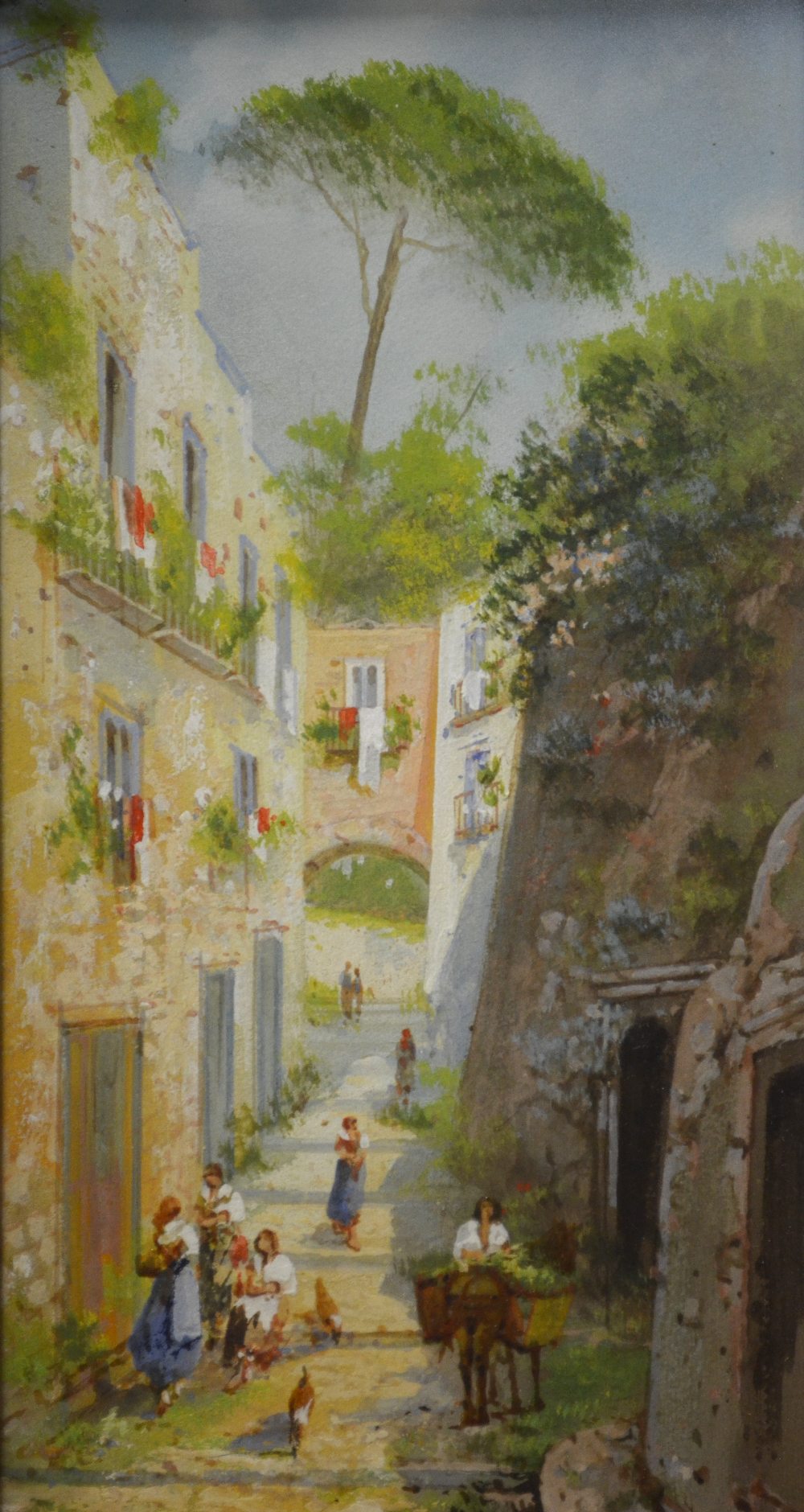 Y. Gianni - A trio of Naples street scenes, watercolour, two signed, 42 x 19 cm (3) Condition Report