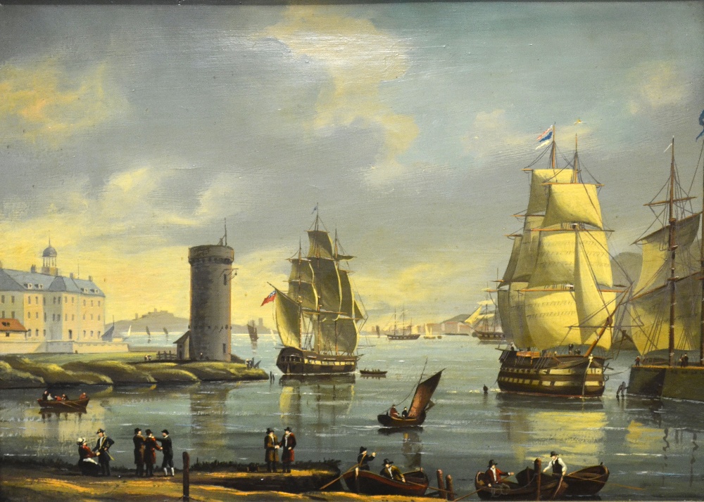 Collatore Salvatore - Italian harbour scene with ships, oil on canvas, 23 x 32 cm Condition Report