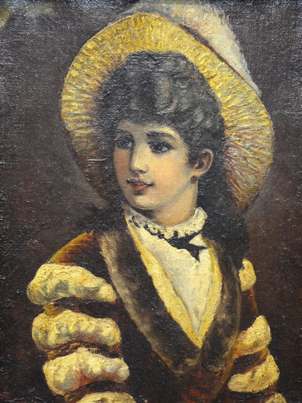 19th century French school - Portrait of a young lady, oil on canvas, 23 x 17 cm