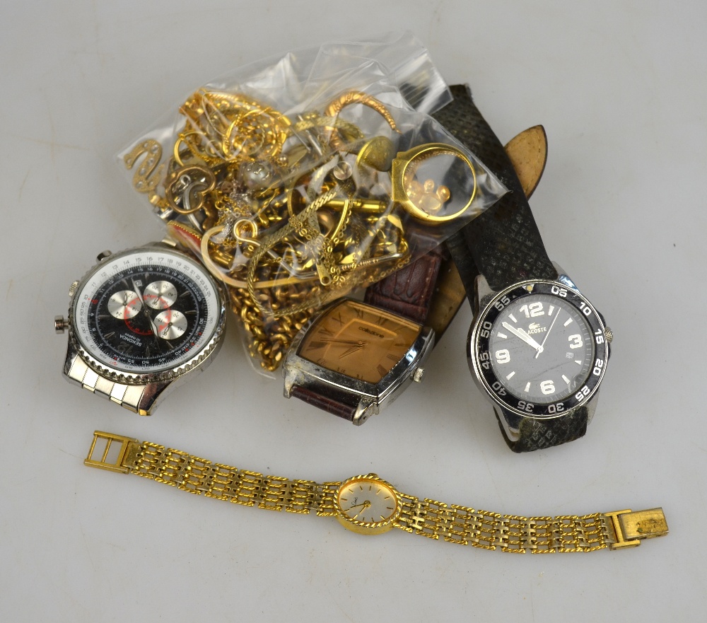 A quantity of wristwatches, to/w various gold and gilt jewellery, etc.