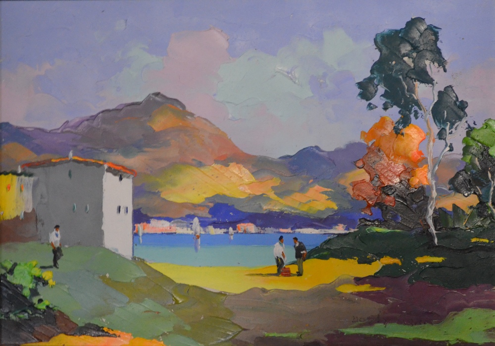 Doyly-John - two Mediterranean views - A quayside, oil on canvas, signed, 24 x 35 cm and a