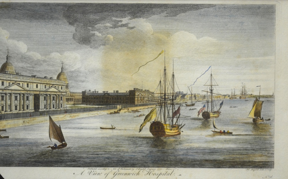 19th century engraving after Boydell - 'View Greenwich Hospital', dated 1751, 27 x 43 cm