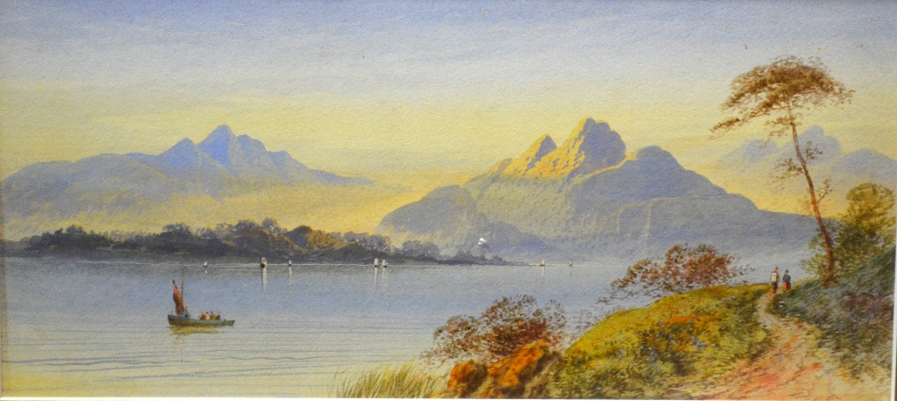 Edwin Earp attrib - A lakeland view, watercolour, 17 x 37 cm Condition Report Good condition,