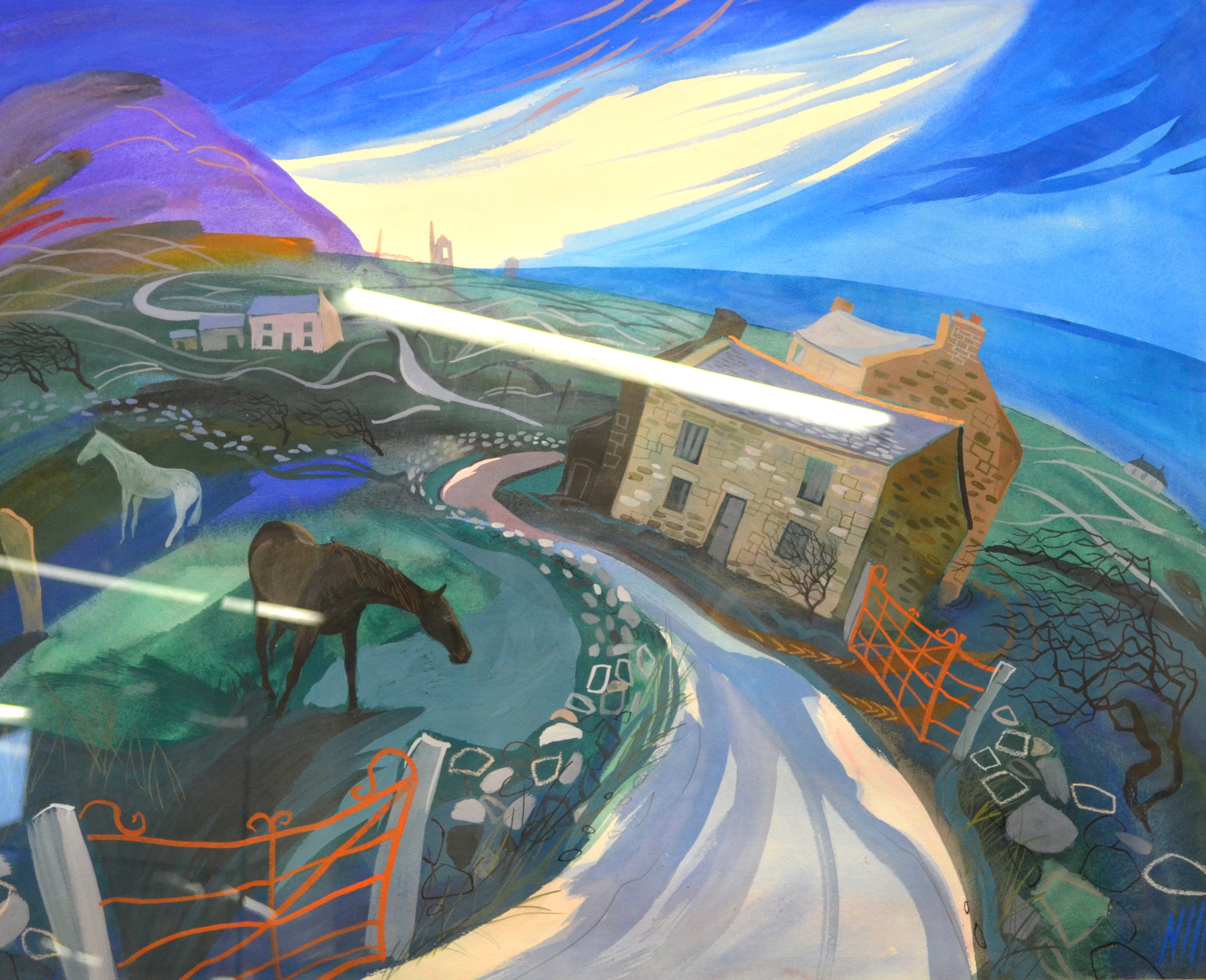 ** Nicholas Hely Hutchinson (b. 1955) - 'Evening near Lands End', gouache, signed with initials,