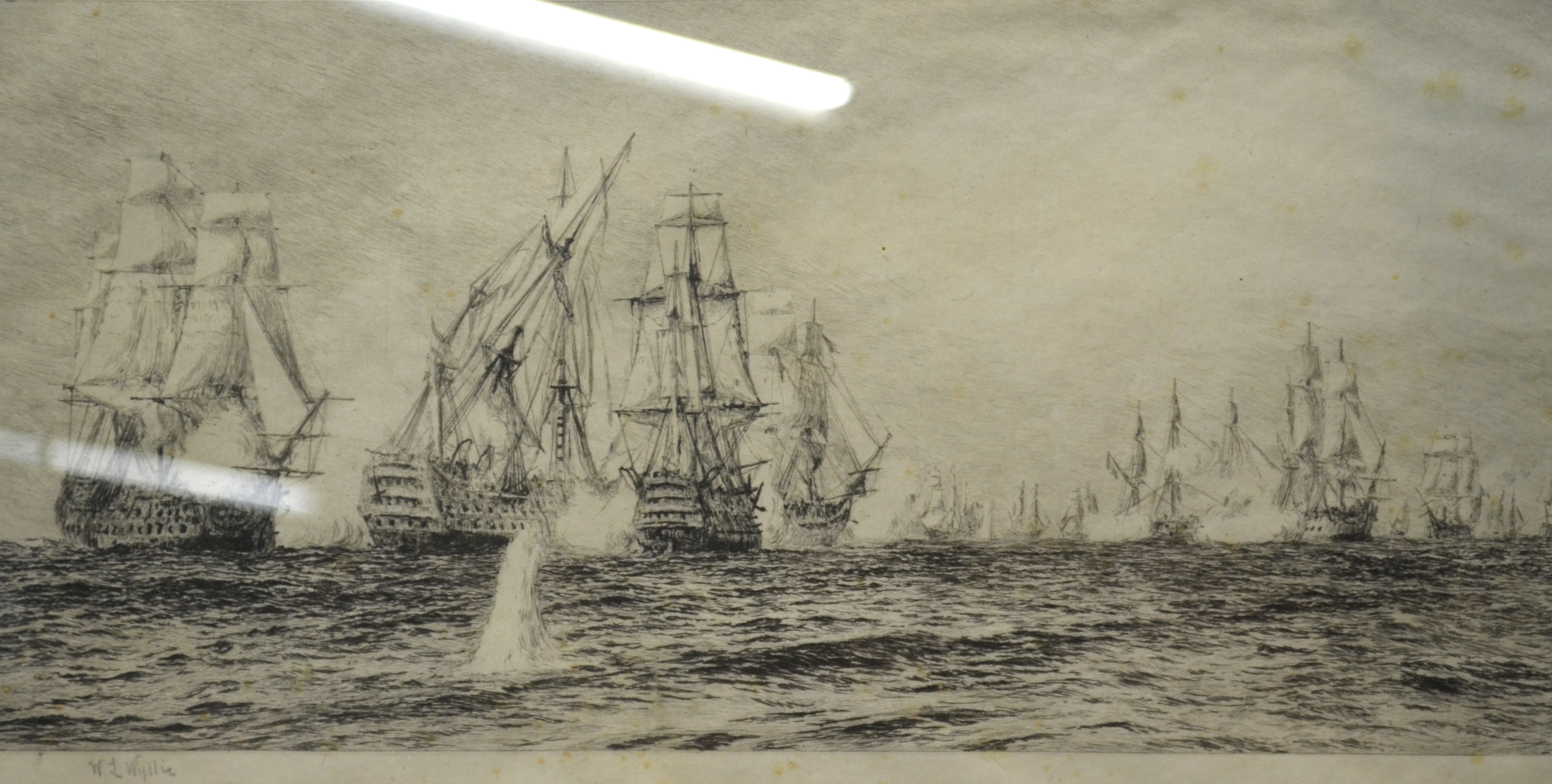 W.L. Wyllie (1851-1931) - 'Battle of Trafalgar', drypoint etching, pencil signed to margin, 20 x