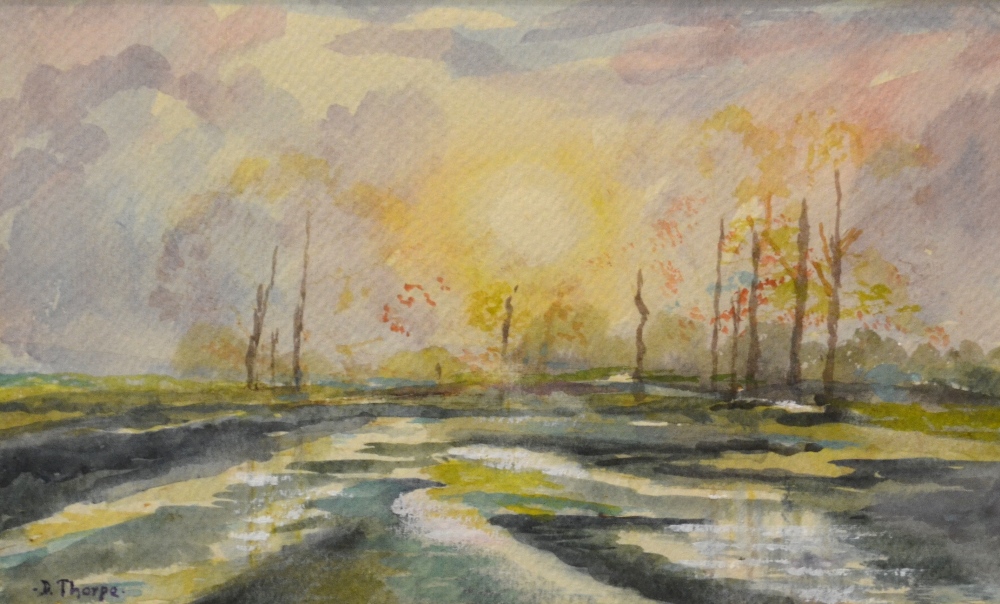 D. Thorpe - Landscape, watercolour, signed, 18 x 30 cm