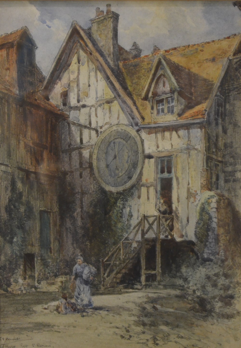 A.E. Howarth (1872-1936) - 'Old House, Rue S Romain, Rouen', watercolour, signed and titled, 25 x 17