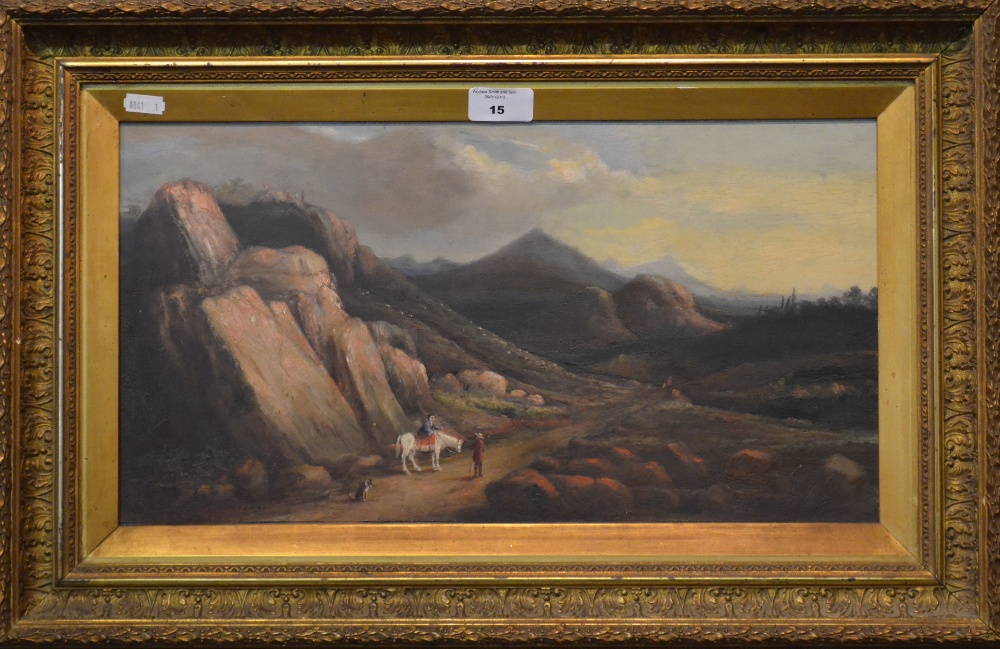 S. Hutchings - 'The Peaks Derbyshire', oil on panel, signed, titled and dated 1877 on reverse, 24