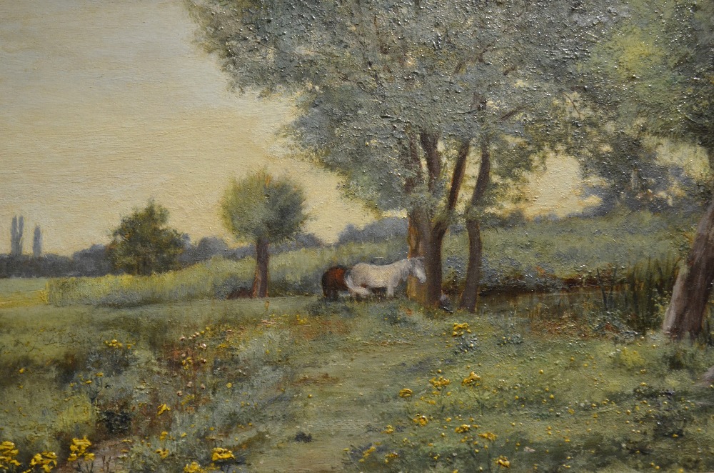 L.T. Bagnall - 'On the banks of the River Kennett', oil on canvas, signed with monogram and dated