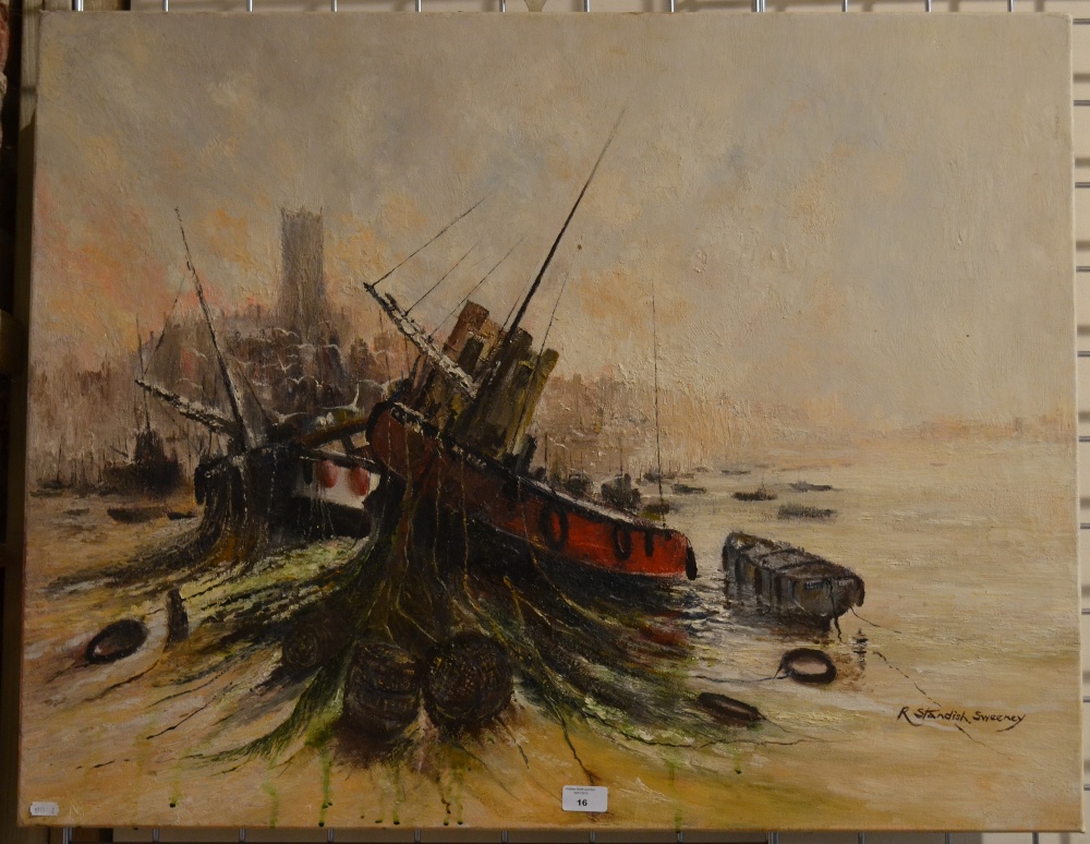 R. Standish Sweeney (b. 1917) - 'Beached - St Ives', oil on canvas, signed, the reverse with