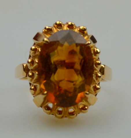 Large smoky quartz ring, yellow metal set, stamped 18ct, size N Condition Report 5.3g