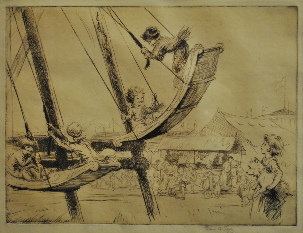 Eileen Alice Soper - 'The Fair', circa 1924, drypoint etching, pencil signed to margin, 22.5 x 29.