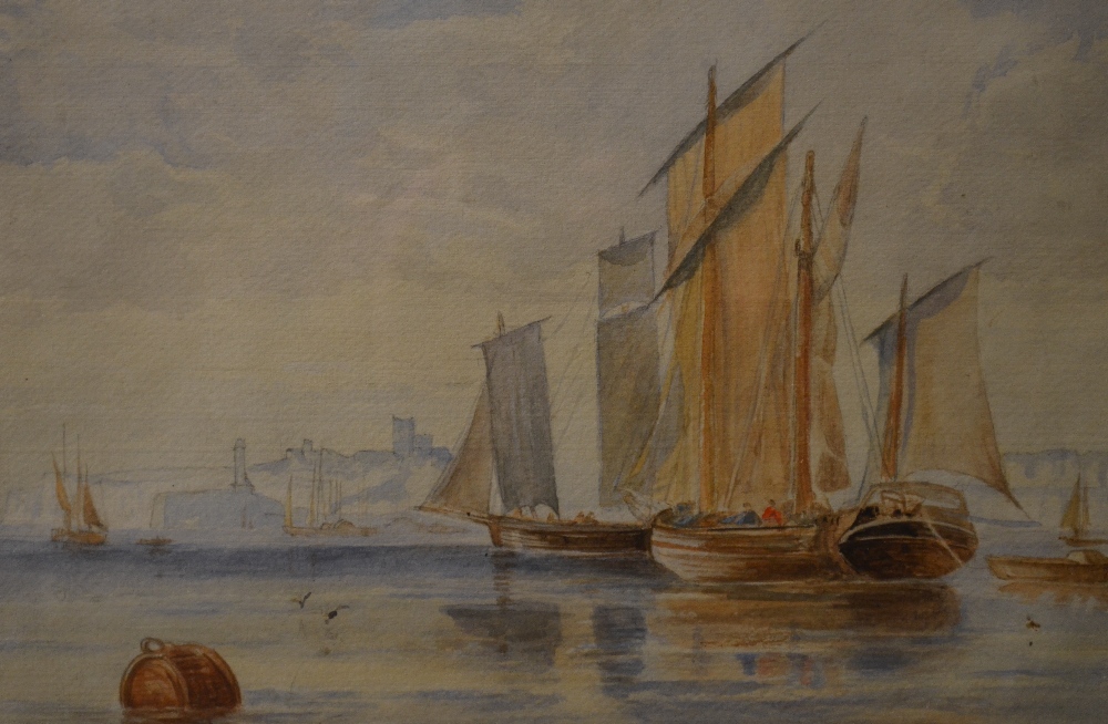 19th century English school - Shipping off Dover, watercolour, 21.5 x 31 cm Condition Report Good