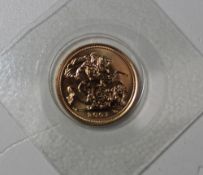 An Elizabeth II gold proof half sovereign dated 2001, cased