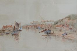 William Langley Boats in a harbour Watercolour 34 x 51.5cm
