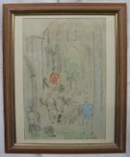 Maurice Barnes Tintern Festival Crayon Inscribed and dated 26/47 Label verso 32 x 21.5
