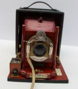 A Cycle Poco No. 5 Rochester Camera & Supply Co. Plate camera, with red leather bellow, and plates