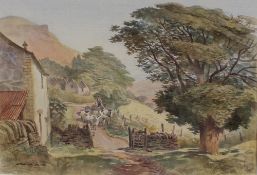 Arthur Miles Scene on the Garth Mountain Watercolour Signed and dated 1980 Label verso, by