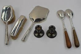 A pair of late Victorian silver and treen salad servers, Sheffield, 1895, together with a silver