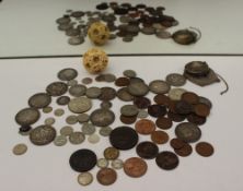 Assorted coins including  pennies, Victorian crowns, A George III and George IIII crown, other coins