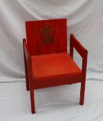 An Investiture chair, produced by Remploy for the investiture of HRH Prince Charles in June 1969,